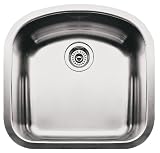 Blanco BL440087 Blanco Elements 9-Inch Deep Single Bowl Undermount Wave Plus Series, Satin Polished