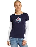 NHL Women's Colorado Avalanche Logo Premier Too Long Sleeve Layered Tissue Tee (Navy, X-Large)
