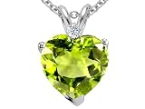 2.02 cttw 14k Gold Genuine Peridot and diamond Heart Pendant - 14kt White or Yellow Gold