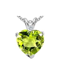 Tommaso Design (tm) Genuine 8mm Peridot and Diamond Heart Pendant