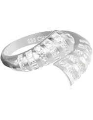 Sterling Silver Simulated Diamond Bypass Ring, Size 7