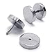 KONOV Stainless Steel Men Unisex Round Stud Earrings Set, 2pcs, Color Silver, 10mm