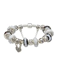 2013 New Arrivals Pandora European Style White Murano Glass Beads MOTHER and Daughter Dangle Charm Beaded Complete Silver Plated Bracelets for Women Girls Jewelry