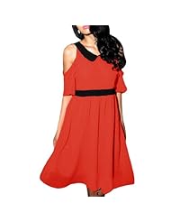 Two-Toned Chiffon Cutout Colorblocking Dolman  Dress