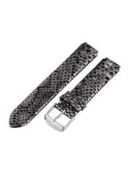 Philip Stein Watch Bands-Strap 1-CSMGU 18mm Metallic Gunmetal Snake Print Watch Strap