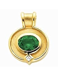 18K Yellow Gold Oval Cut Chrome Tourmaline and Diamond Pendant -- LIFETIME WARRANTY