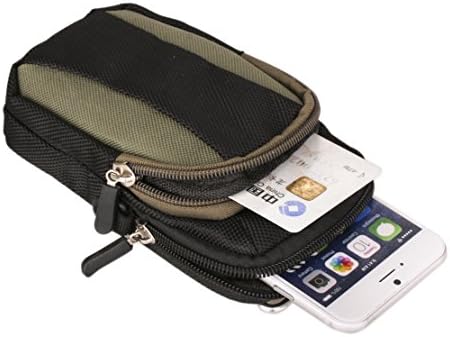 Kiwuu Multipurpose Luxury Nylon Universal Cross Body Shoulder Case Pouch Running Camping Bag with Straps and Hook for All Kinds of Cell Phones Size up to 5.5"(black+olive)