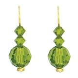 Gold Tone Olivine Color Trio Drop Earrings