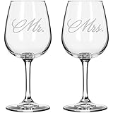 National Etching Mr and Mrs Wine Glasses, Set of 2