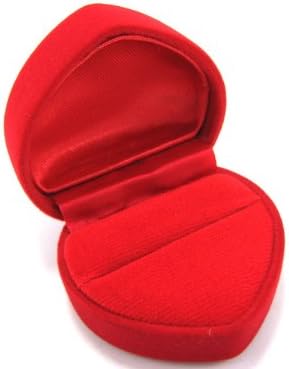 Red Heart Shaped Velvet Ring Jewelry Gift Box