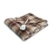 Sunbeam Fleece Throw Plaid Heated Electric Warming Heating Blanket, Blue/Brown