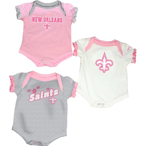 Reebok New Orleans Saints Infant 3-Piece Creeper Set - Pink 6-9 Months