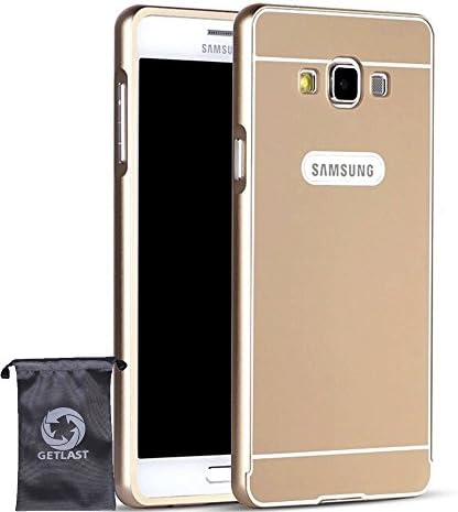 MINUO - Samsung Galaxy E5 Case, [Gold] Luxury Aluminum Metal Frame + PC Back Cover Bumper Case for Samsung Galaxy E5