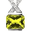 14K White Gold Peridot and Diamond Pendant