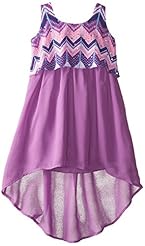 Girls Flutter Empire   Waistline Chiffon/Cotton Striped Print Keyhole  Dress