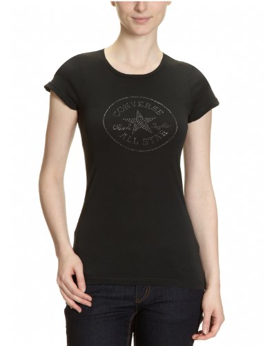 Converse Damen T-Shirt Metall Studs CT Patch, black, S Preisvergleich