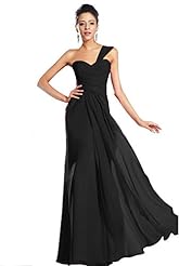 One Shoulder Sleeveless Lace Chiffon Evening Dress/Bridesmaid Dress/Prom Dress/Wedding Party Dress 