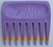 Purple Long Tooth Wide Tooth Hair Comb with Yellow and Lavender Tips - 4 inches x 3 1/2 inches