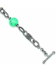 Sterling Silver with 14k Gold Turquoise 7.5in Bracelet - Antique Boutique - Vintage Style - Jewelry