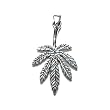 Sterling Silver Marijuana Leaf Pendant with Braided Faux Leather Necklace