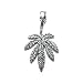 Sterling Silver Marijuana Leaf Pendant with Braided Faux Leather Necklace