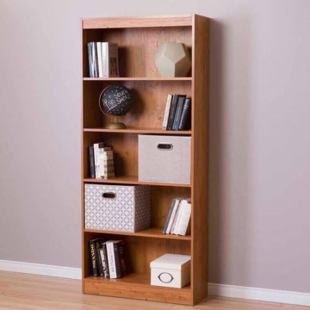 South Shore Smart Basics 5-Shelf Bookcase Contemporary Styling (Country Pine)