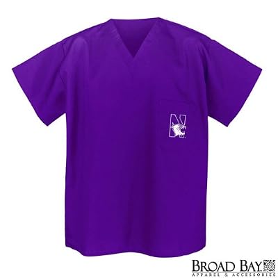Northwestern Scrubs Top Shirt- Northwestern Wildcats For HIM or HER -Officially Licensed NCAA College Logo Apparel For HIM or HER SEARCH BROAD BAY SCRUB FOR OTHER College Logo Apparel Unique GIFT Ideas for Man Men Woman Women Ladies Nurses