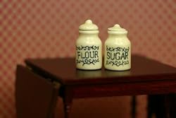 Dollhouse Miniature Kitchen Sugar & Flour Cannister Set