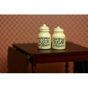 Dollhouse Miniature Kitchen Sugar & Flour Cannister Set