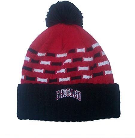 Chicago Bulls Women's Cuff Knit Beanie w/ Pom One Size Fits All NBA Authentic Cap - Ladies OSFA