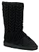 U9A1011S Women's Winter Boots Knit Sweater Faux Suede Crochet Mid Calf Fleece Lining Rib Warm Colors Shoes, Black, Grey, Tan, Brown