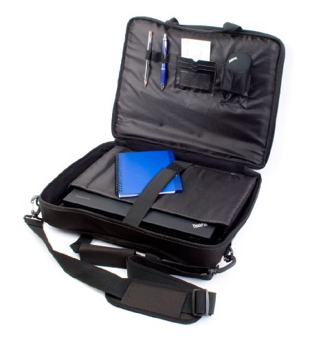 DURAGADGET Brief case style laptop / notebook carry case with shoulder strap for Panasonic Toughbook 30 (CF-30FTSAFAE) PC