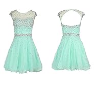 Cocktail Short Sequined  Open-Back Satin/Tulle Evening Dress/Homecoming Dress/Bridesmaid Dress/Prom Dress/Party Dress/Wedding Dress  With Rhinestones