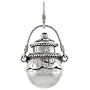 Sterling Silver Oxidized Urn Pendant, w/ 4mm Natural Garnet Stone, 1 1/8" (28mm) tall