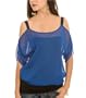 G by GUESS Sandra Cold Shoulder Top, BLUE (S)