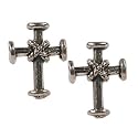 Stud Earrings Sterling Silver - Medieval Cross