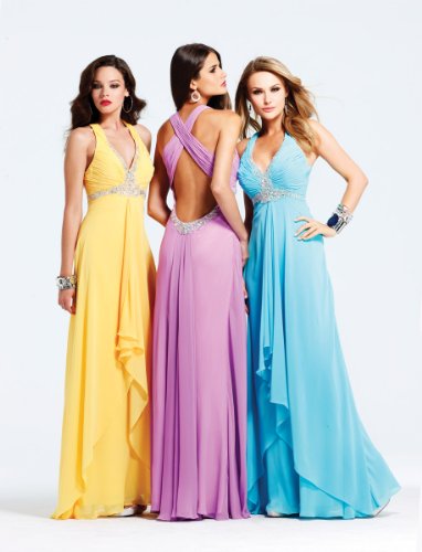 FAVIANA High Low Beaded Chiffon with Cross Back Dress-6 (Tiffany Blue)