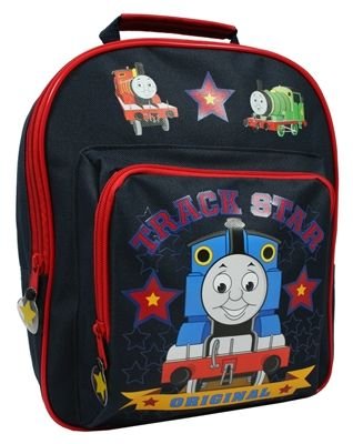 Thomas Track Star Backpack,front Pocket With Thomas Picture,star Tags On Zip, Black