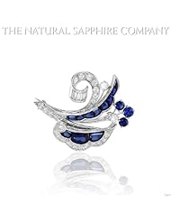 Natural Sapphire Brooch diamonds 1.25ct. total.