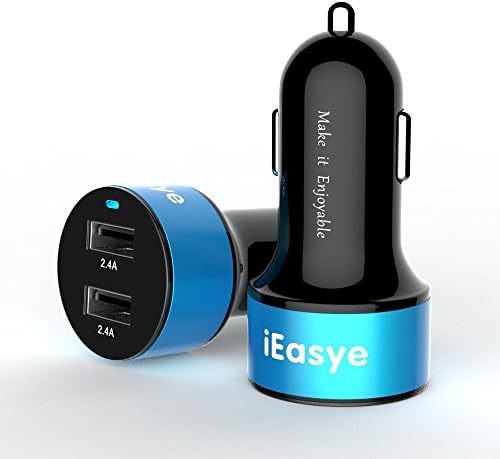 Car Charger,iEasye 24W 2-Port Dual USB Port 5V 4.8A Rapid USB Car Charger for Apple iPhone 6,iPhone 6 Plus,iPhone 5S,5C,5,4S,4,iPad Mini 3,2 Retina,iPad Air 4,3,2,iPod Touch,Samsung Galaxy S5,S4,Samsung Note 4,Note 3,Tab 4 3 2 7.0 8.0 10.1,S 8.4 10.5,LG Optimus G3 / G2 / G Flex / G Pro 2, HTC One M8 Eye / M7 /M4, Nexus 6 / 5 / 4 /7/8Nexus,HTC One, One 2 M8,HTC Desire 820,LG G3,MOTO,Blackberry,and Other Smart Device.(2 Years Warranty) (Blue+Black)