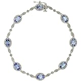 10ct White Gold 7 Stone Bracelet W 300 Total Carat Oval Cut 6x4mm Tanzanite Stones Brilliant Cut Diamonds 14 65mm Wide