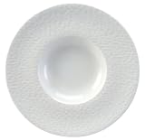 Apilco Aqua 10.6-Inch Deep Plate, White Embossed