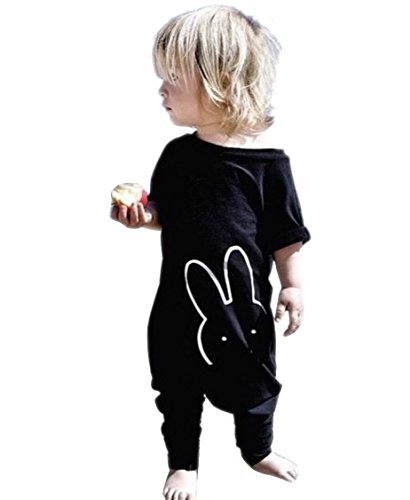 Baby Boy Girl Romper Bunny Printed Short Sleeve Jumpsuit Zipper Playsuit Outfits