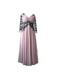 V-neck Chiffon/Polyester/Tulle Long Sleeves Lace Beaded Sheer Applique Sequined Prom Dress 