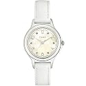 Timex Women's Diamond Accented White Leather Strap Watch #T2M575