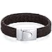 Mens Buckle Style Brown Woven Leather Bracelet title=