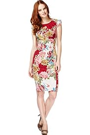 Button Neck Floral Print Shift Dress