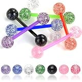 PunkJewelry Zungenpiercing Bioflex GLITZER - 7er SET Bioflex (flexibler Kunststoff)