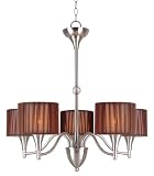 Eurofase 17113-038 Yorkton 5-Light Chandelier - Satin Nickel Brown Silk