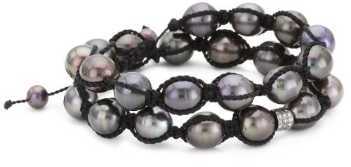 Jordan Alexander Men's Tahitian Pearl Twist with Diamond Bead Bracelet
